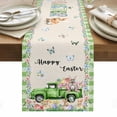 thumbnail image 1 of Easter Table Runner - 70 Inch Long, Kitchen Dining Table Runner Dresser Scarves, Spring Truck Rabbit Flowers Eggs Green Check Farmhouse Decor for Coffee Tables Wedding Party Banquet, 1 of 8