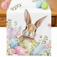 thumbnail image 1 of Easter Table Runner 70 Inches Long for Kitchen Dining, Spring Rabbit Colorful Eggs Budding Florals Leaf Dresser Scarf Farmhouse, Dining Table Decorations for Wedding/Parties, 13 x 70 In, 1 of 8