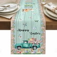 thumbnail image 1 of Easter Table Runner - 72 Inch Long, Kitchen Dining Table Runner Dresser Scarves, Green Truck Rabbit Duck Butterfly Floral Wooden Farmhouse Decor for Coffee Tables Wedding Party Banquet, 1 of 8