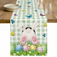 thumbnail image 1 of Easter Table Runner - 72 Inch Long Spring Colorful Easter Eggs Bunny Butterfly Green Cotton and Linen Blended Dress Scarves Farmhouse Table Runner for Kitchen Dining, Coffee Table, 13" x 72", 1 of 8