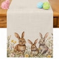 thumbnail image 1 of Easter Table Runner 72 Inches Long for Kitchen Dining, Spring Country Pastoral Rabbit Floral Herbs Dresser Scarf Farmhouse, Dining Table Decorations for Wedding/Parties, 16 x 72 In, 1 of 8