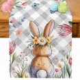 thumbnail image 1 of Easter Table Runner 72 Inches Long for Kitchen Dining, Spring Rabbit Butterfly Botanical Florals Grey Plaid Dresser Scarf Farmhouse, Dining Table Decorations for Wedding/Parties, 18 x 72 In, 1 of 8