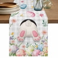 thumbnail image 1 of Easter Table Runner 72 Inches, Spring Rabbit Feet Eggs Botanical Floral Grey Plaid Bed Runner Dresser Scarves Tabletop for Indoor Outdoor Parties/Ceremony/Banquet, 18" x 72", 1 of 8