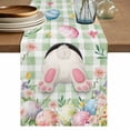 thumbnail image 1 of Easter Table Runner 72 Inches, Spring Rabbit Feet Wildflowers Eggs Green Lattice Bed Runner Dresser Scarves Tabletop for Indoor Outdoor Parties/Ceremony/Banquet, 13" x 72", 1 of 8
