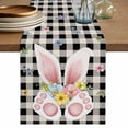 thumbnail image 1 of Easter Table Runner 72 Inches, Spring Rabbits Ears Feet Wildflowers Black Plaid Bed Runner Dresser Scarves Tabletop for Indoor Outdoor Parties/Ceremony/Banquet, 14" x 72", 1 of 8