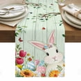 thumbnail image 1 of Easter Table Runner - 90 Inch Long, Kitchen Dining Table Runner Dresser Scarves, Spring Watercolor Bunny Eggs Tulip Wooden Grain Teal Farmhouse Decor for Coffee Tables Wedding Party Banquet, 1 of 8