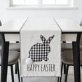 thumbnail image 1 of Easter Table Runner - Premium Double-Layer Cotton Linen Fabric, Hand Embroidered Bunny Design (Front) & Black White Plaid (Back) - Kitchen Dining Room Home Party Decoration, 1 of 10