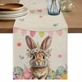 thumbnail image 1 of Easter Table Runner, Spring Rabbit Eggs Roses Colorful Flags Leaves Washable Cotton Linen Table Runners 72 Inches Long, Dresser Scarf Runner for Dining/Coffee/Kitchen/TV Stands/Cabinets 13''x72'', 1 of 9
