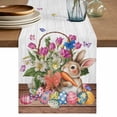 thumbnail image 1 of Easter Table Runner, Spring Rabbits Eggs Botanical Flowers Butterfly Washable Cotton Linen Table Runners 36 Inches Long, Dresser Scarf Runner for Nightstand/End Tables/Round Tables 13''x36'', 1 of 9
