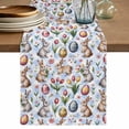 thumbnail image 1 of Easter Table Runner, Spring Rabbits Eggs Botanical Tulip Blue Plaid Washable Cotton Linen Table Runners 108 Inches Long, Dresser Scarf Runner for Dining/Living Room/Kitchen/Square Tables 13''x108'', 1 of 9