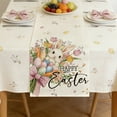 thumbnail image 1 of Easter Table Runner, Spring-Themed Design with Rabbits and Easter Eggs, 33*120cm Linen Material Table Runner, Durable and Washable, Perfect for Easter Home Dining Table Decoration, B, 1pc, 1 of 6