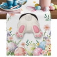 thumbnail image 1 of Easter Table Runner, Spring White Bunny Tail Colored Eggs Floral Leaf Cotton Linen Kitchen Table Decoration Washable Dining Tabletop Runners for Home Party Decor 13x60 Inches, 1 of 9