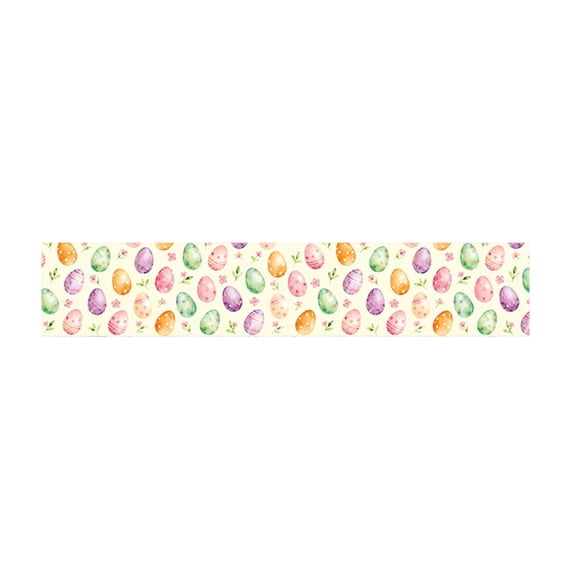 Easter Table Runner with Rabbit & Egg Patterns - Polyester Holiday Decor for Dining Tables, 72.83x13.78in