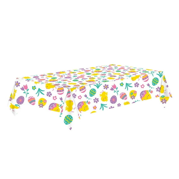 Easter Tablecloth,54 X 108 Inch Seasonal Rectangle Washable Easter Eggs Floral Bunny Table Linen Holiday Table Cover for Indoor Outdoor Party Dinner Decor,Happy Easter Spring Home Decor