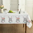 thumbnail image 1 of Easter Tablecloth 60×60 Inch, Colorful Dots Bunnies Washable Table Cover for Party Picnic Dinner Decor, 1 of 6
