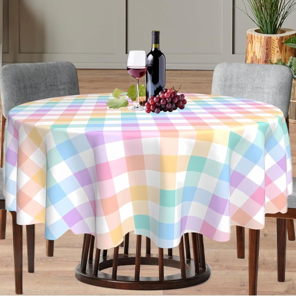 Easter Tablecloth 60 inch Round, Durable Table Cover for Kitchen Dining Room, Holiday Tablecloth for Party Dinner