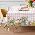 thumbnail image 1 of Easter Tablecloth 60x104 Inches - Easter Decorations for Home - Pink and Blue Plaid Spring Table Cloth Rectangle Bunny Easter Decor for Home, Table, Party, Kitchen, 1 of 1