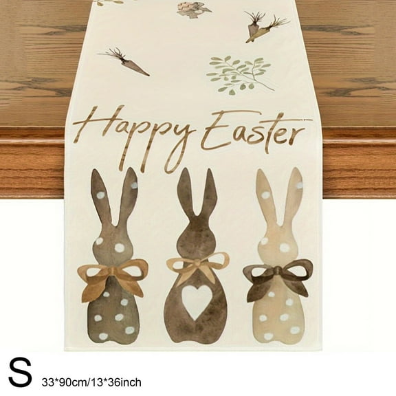 Easter Tablecloth, Bunny Happy Easter Table Runner for Indoor Outdoor Home Party Decor Spring Summer Holiday Kitchen Dining Table Decoration, Easter Bunny Table Cloths(S, 13x36in)