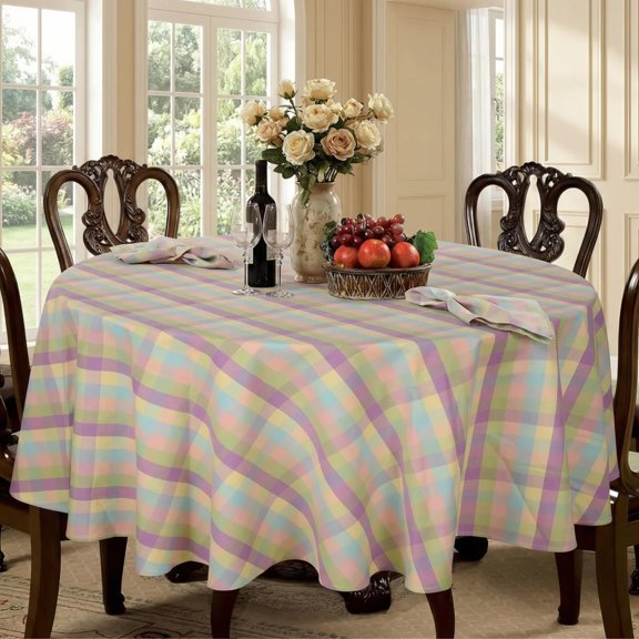Easter Tablecloth Check Table Cloth Tabletop Cover Kitchen Dinington Great Parties Wedding Holiday Dinner Color Round 70 Inches 4-6 Seats
