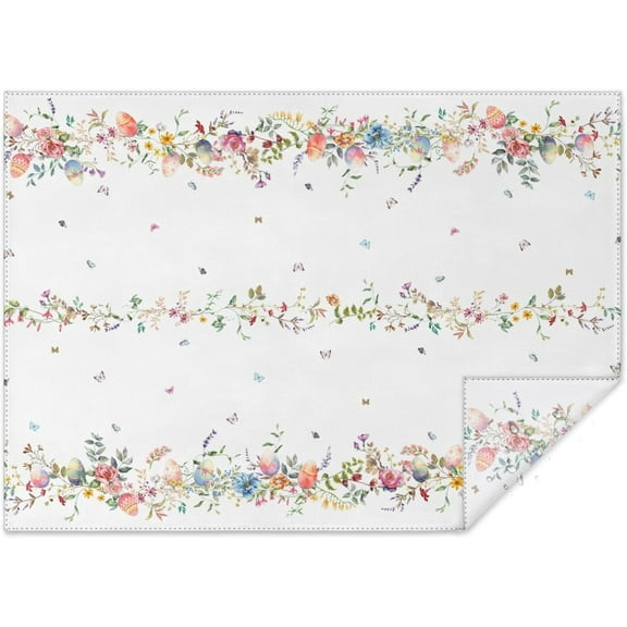 Easter Tablecloth Easter Table Cloth Spring Floral Tablecloths Stain-Resistant Wrinkle Free Polyester Fabric Table Cover for Easter Decoration 60x84 Inch