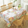 thumbnail image 1 of Easter Tablecloth Rectangle 52 x 70 Inch Cute Bunny Eggs Floral Butterfly Watercolor Rabbits Table Cloth, Fabric Table Cover for Spring, Picnic, Dining, Party Holiday Decor, Colorful, 1 of 5