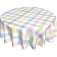 thumbnail image 1 of Easter Tablecloth Round 60 Inch Colorful Buffalo Plaid Table Cloth,Stain Resistance Polyester Spring Checkered Table Covers for Kitchen Dining,Small Tablecloth for Party Picnic, 1 of 6