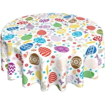 Easter Tablecloth Round 60 Inch Easter Eggs Table Cloth Gift Cute Bunny Easter Table Clothes Reusable Circle Table Cover for Dining Room Home Decor