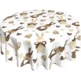 thumbnail image 1 of Easter Tablecloth Round 70 Inch Brwon Cream Love Heart Bunny Table Cloth,Stain Resistance Polyester Spring Rabbits Table Covers for Kitchen Dining,Small Tablecloth for Party Picnic, 1 of 6