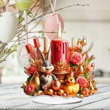Easter Tables Centerpieces Easter Decorations, Easter Centerpiece Tiered Tray Decor, Acrylic 2D Easter Bunny Table Sign for Spring Easter Party Supplies