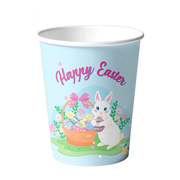Easter Tableware Set Colorful Easter Bunny Disposable Dinnerware Set 10Pcs Cups for Holiday Party Supplies Table Decorations