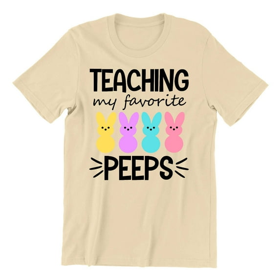 Easter Teaching My Favorite Peeps Egg Hunting Christian School Event Men's T-shirt, 2XL, Natural