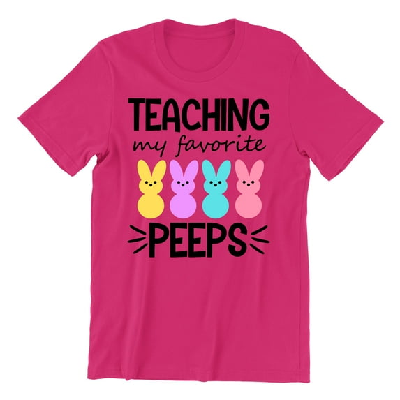 Easter Teaching My Favorite Peeps Egg Hunting Christian School Event Men's T-shirt, XL, Cyber Pink