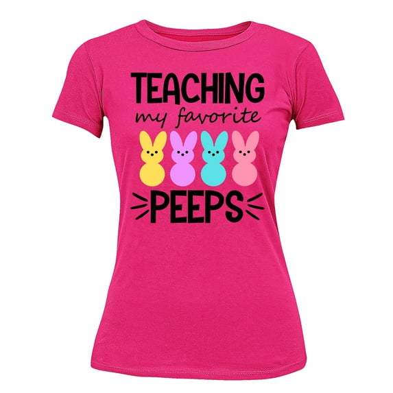 Easter Teaching My Favorite Peeps Egg Hunting Christian School Event Women's T-shirt, 3XL, Cyber Pink