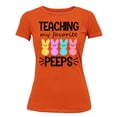 thumbnail image 1 of Easter Teaching My Favorite Peeps Egg Hunting Christian School Event Women's T-shirt, XL, Orange, 1 of 5