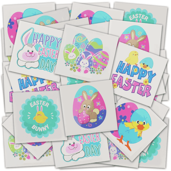 ArtCreativity 144-Count Easter Temporary Tattoos for Kids Ages 3+, Non-Toxic Bunny & Egg Stickers, Easter Basket Stuffers & Party Favors