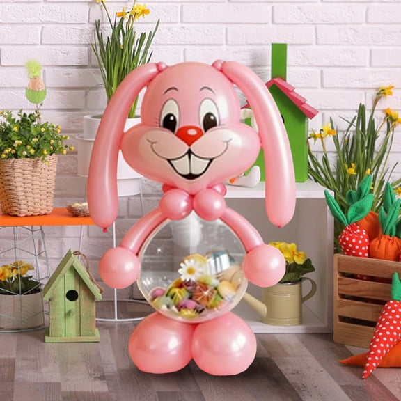 Easter Theme Basket Balloons for Candy & Small Gift Storage, Festive Inflatable Decorative Balloons for Home, Party, Tabletop and Easter Holiday Indoor & Outdoor Scene Decoration, 51.18in, Pink
