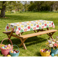thumbnail image 1 of Easter Theme Party Tablecloth with Rabbit and Egg Print, Waterproof Fabric Table Cover for Dining Table and Party Use, Festive Spring Table Decor for Home Holiday Gathering, 107*54in, A, 1 of 5