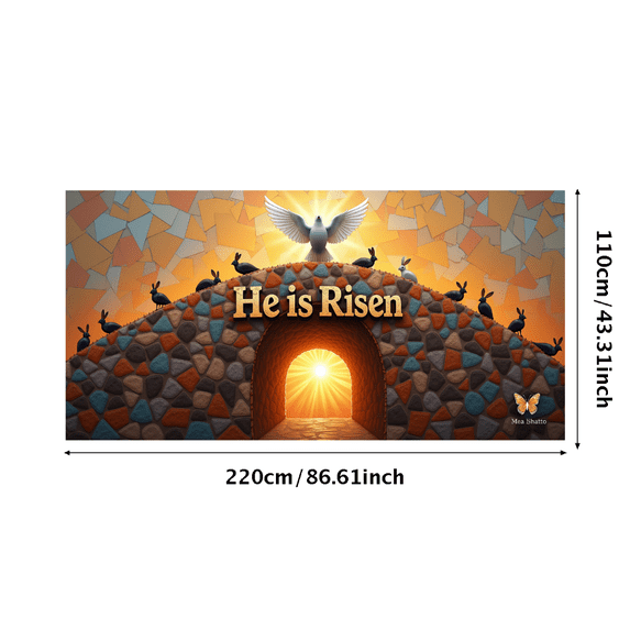 Easter Themed Banner with Hummingbirds Flowers and Butterflies He is Risen Backdrop Background Decor Party Supplies Photography Props Easter Celebration Church Events Spring Decorations