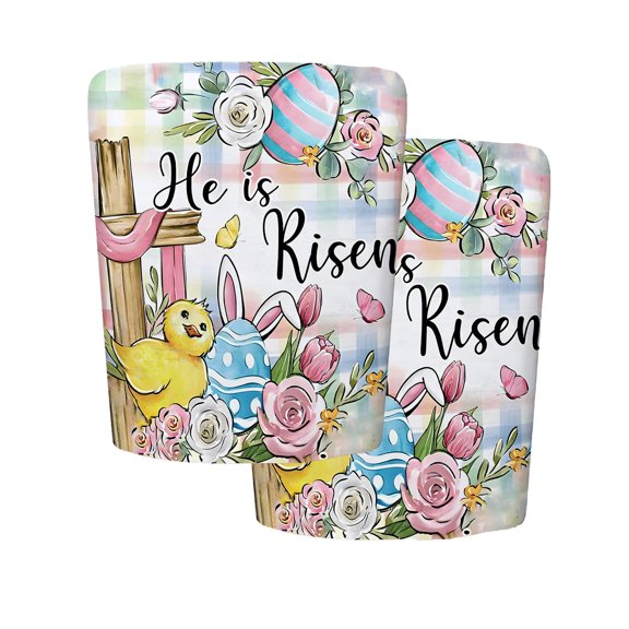 A Easter-Themed Chair Back Covers 2Pk, Protective Polyester Slipcovers With Festive Print, Removable And Washable Seat Decor For Dining Room Kitchen And Party Decorations