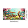 thumbnail image 1 of Easter Themed Decorative Background Happy Easter Banner with Bunny Eggs and Flowers Party Decoration Easter Celebration Photography Prop Spring Festival Decor, 1 of 7