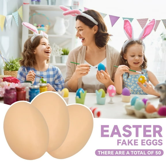 Easter-Themed Decorative Fake Eggs, Craft Eggs With Smooth Finish For Teens, 50 Pieces Per Pack For Teens' Easter Egg Hunts, Party Favors, Festive Diy Craft Decor