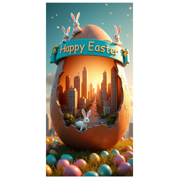 Easter Themed Decorative Happy Easter Banner Bunny Egg Elements Background Party Decoration Photo Props Easter Party Supplies