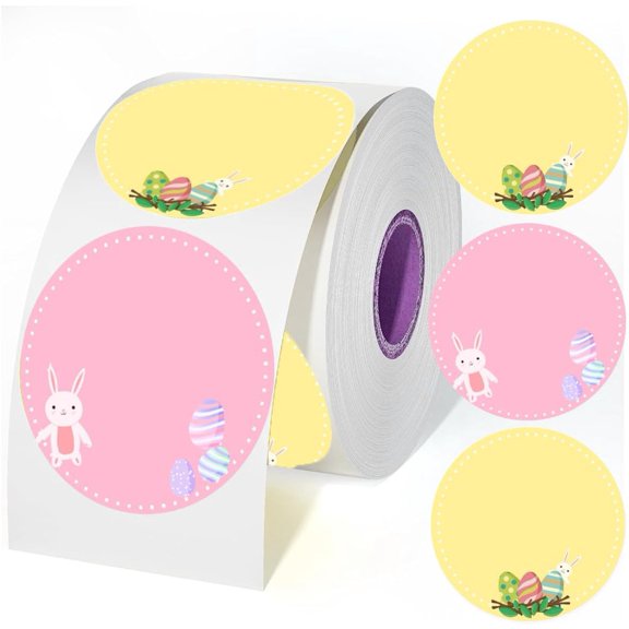 Easter Themed Direct Thermal Stickers,2 Inch Color Coding Dot Stickers Rabbits Egg Thank You Labels for Thermal Label Printer Shipping Label for Happy Easter Day Party Decorations,500 Pcs Per Roll