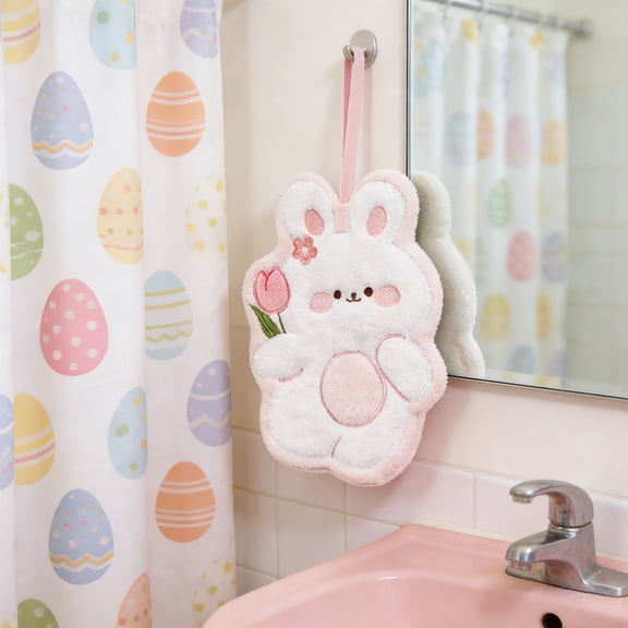 Easter Themed Hanging Cleaning Cloths - Lint-Free Machine-Washable Absorbent Hand Towels for Kitchen & Bathroom Use, Festive Household Wipes, Perfect Easter & Year of The Horse Necessity, 6.6*9.4in