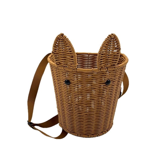 Easter Themed Imitation Rattan Woven Rabbits Basket With Handle Storage Basket Rustic Style For Harvesting And Organizing Dimensions 7.9 X 7.9 X 5.9 Inches Durable Plastic Construction