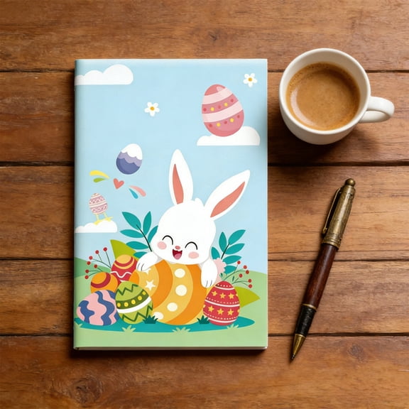 Easter Themed Notebook, Stitched Ruled Journal for Writing, 8.07 x 5.31 Inches, A5 Size, Paper Cover, 60 Sheets, Perfect for Students, Office, Diary, Gift Idea, Seasonal Note Taking & Planning