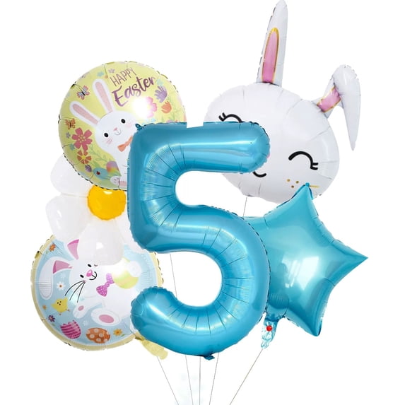 Easter Themed Number Balloons For Holiday Party And Birthday Celebrations With Metallic Gold Shine Event & Party