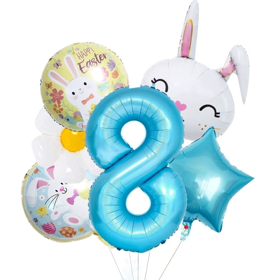 Easter Themed Number Balloons For Holiday Party And Birthday Celebrations With Metallic Gold Shine Event & Party