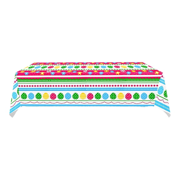Easter Themed Plastic Tablecloth, Waterproof and Stain-Resistant Rectangular Table Cover, Festive Party Decor for Dining Table Holiday Gatherings and Spring Celebration Decoration Supplies
