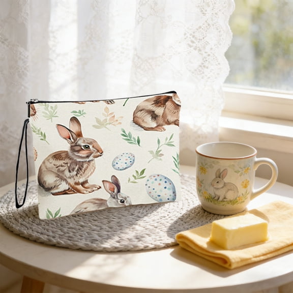 Easter-Themed Travel Toiletry Bag with Anti-Slip Chain, Portable Cosmetic Wash Bag for Holiday Gifts & Camping